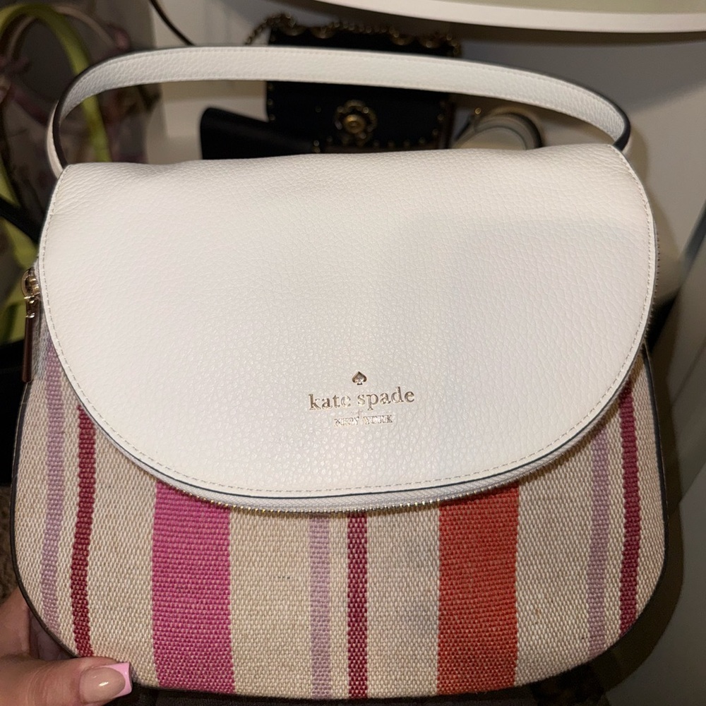 Kate Spade Leila Striped Canvas Shoulder bag handbag NWOT - Picture 2 of 6